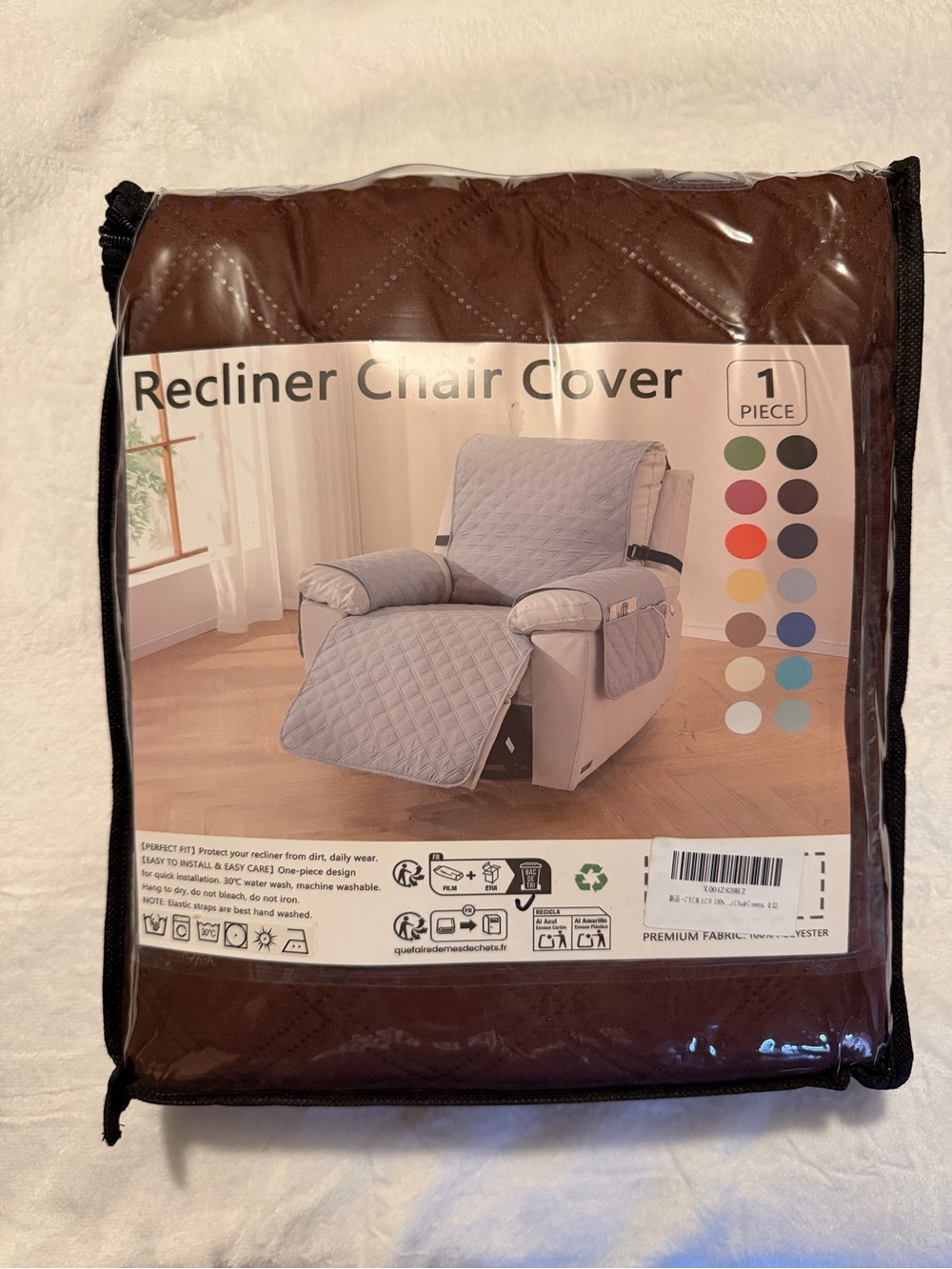 Waterproof Recliner Covers Washable, with Pocket (Brown, 28")